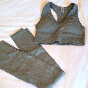 Sage/Olive Green Ribbed Activewear Set